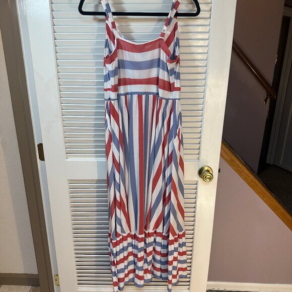 Torrid Super Soft Tiered Red, White & Blue Striped Maxi Dress Size 1 - Picture 5 of 5
